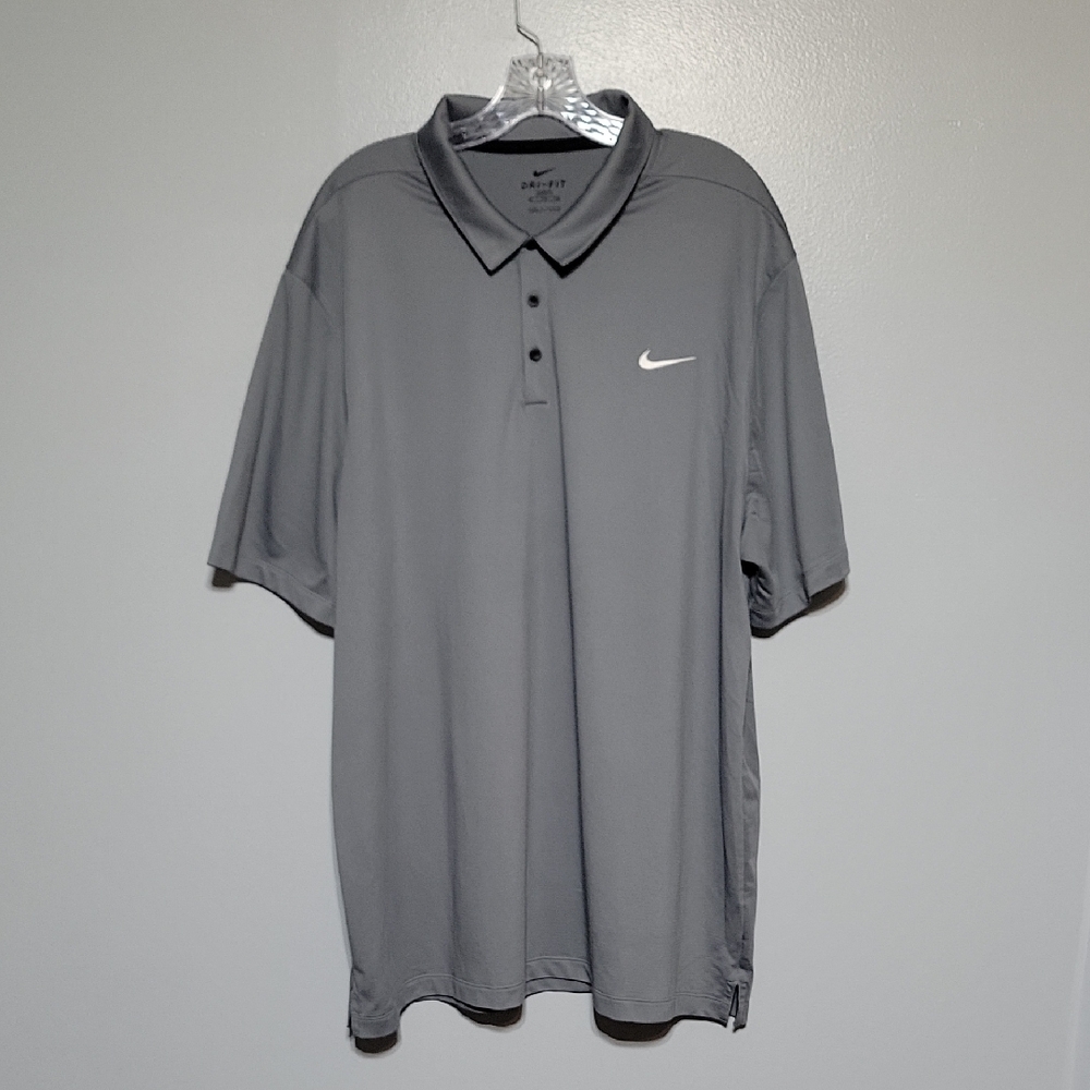 Nike Dri-Fit Mens Gray Short Sleeve Polo Sz XXL Logo, Golf, Casual, Lightweight
